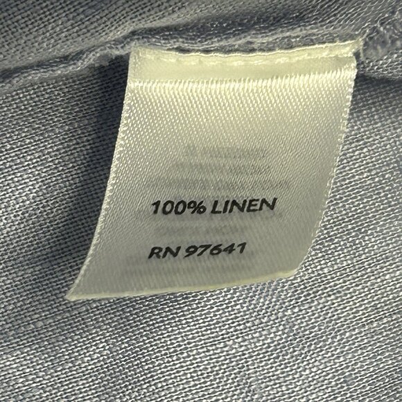 J. JILL Linen Top Missy XS Light Blue 3/4 Sleeve High Low Hem V-Neck Button - Picture 4 of 9